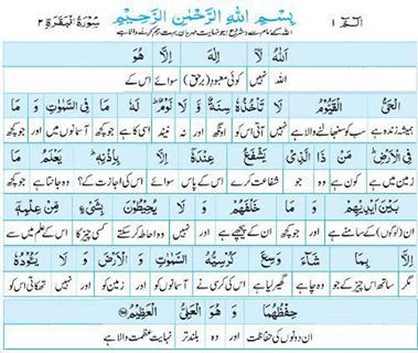 ayatul kursi translation urdu
